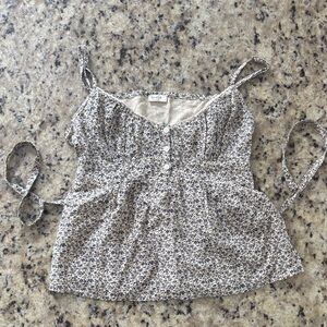 John Galt Navy and Cream Floral Top